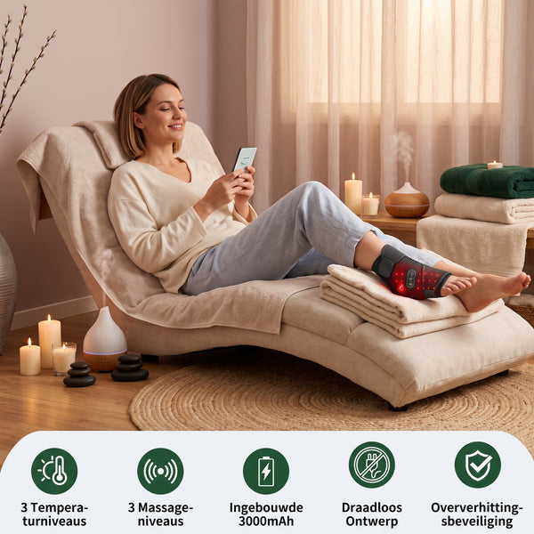 Vrouw ontspant met de Somney RedLight FootEase voetmassager